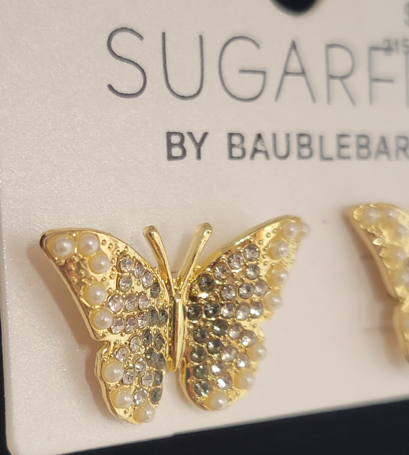 Sugar Fix By Baublebar Butterfly Earrings Post Back Nickel Free Gold Tone NEW