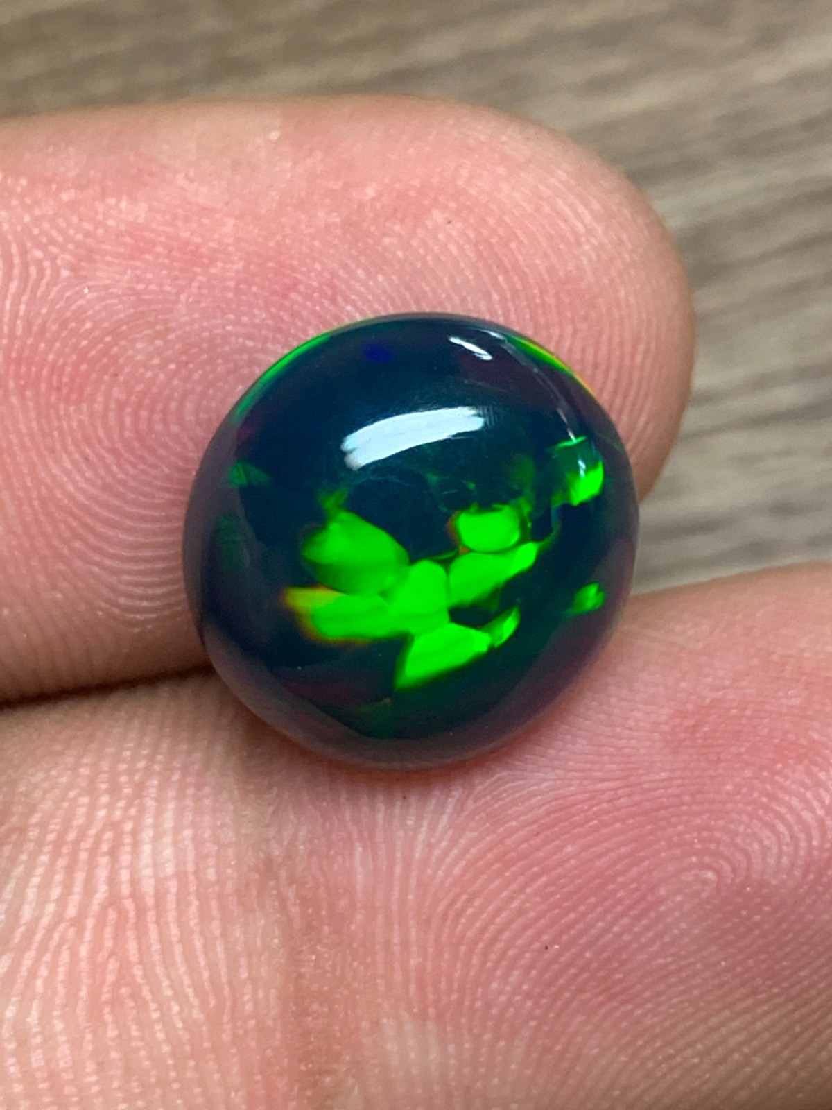Ethiopian Black Opal Gemstone 4.65crt Round Cabochon Honeycomb Welo Loose Stone