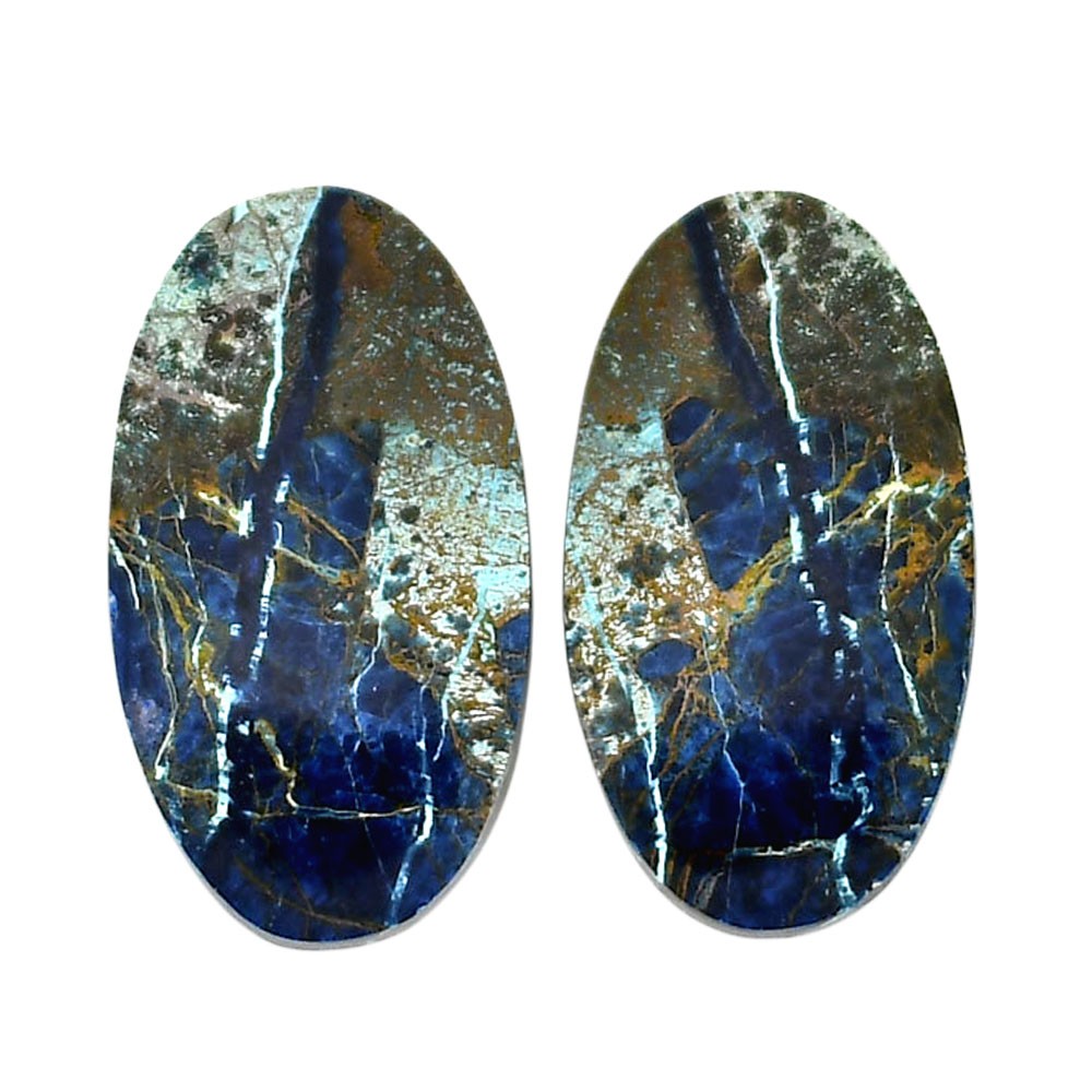 Natural Shattuckite Pair 14×24.75×4.3 mm Oval Shape Polished Gemstone LS39-04649