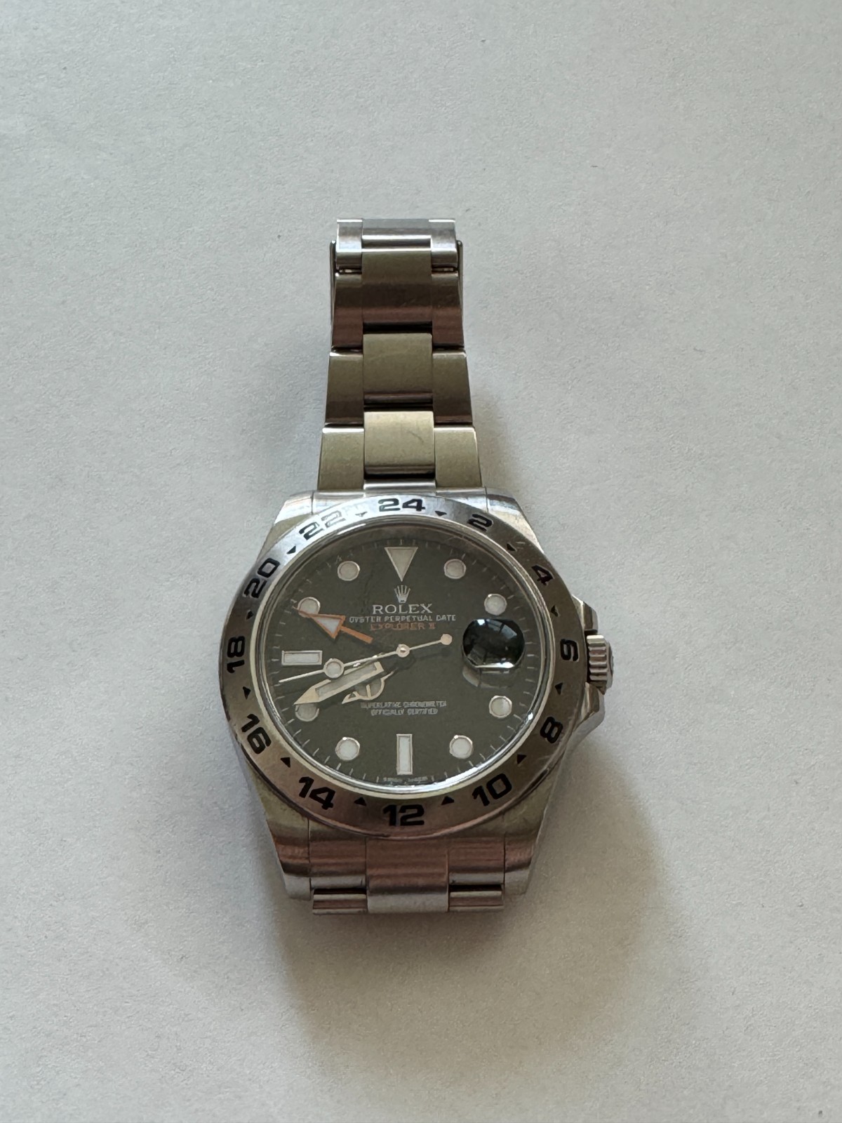Rolex Oyster Perpetual Explorer II 216570 Mens Watch Black Box Orange Band