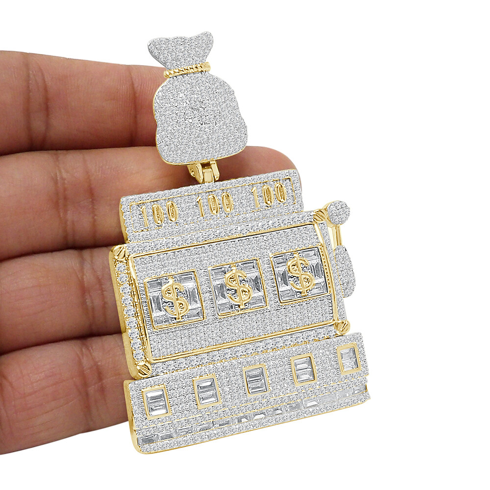 47+ Grams Big 3” Lucky 777 Casino Slot Machine Jackpot Money Bag Pendant Charm