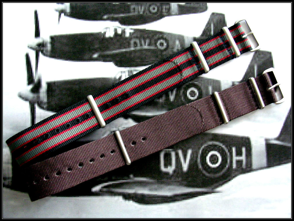 22mm Bonded striped NATO G10 Premium nylon watch strap 2 pak Stitched IW SUISSE