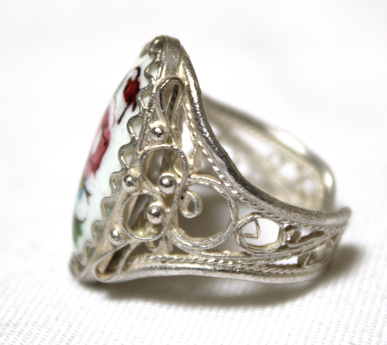 Vintage Russian Hand Painted Enamel Rings 3 Variation Finift Technique #94,96,97