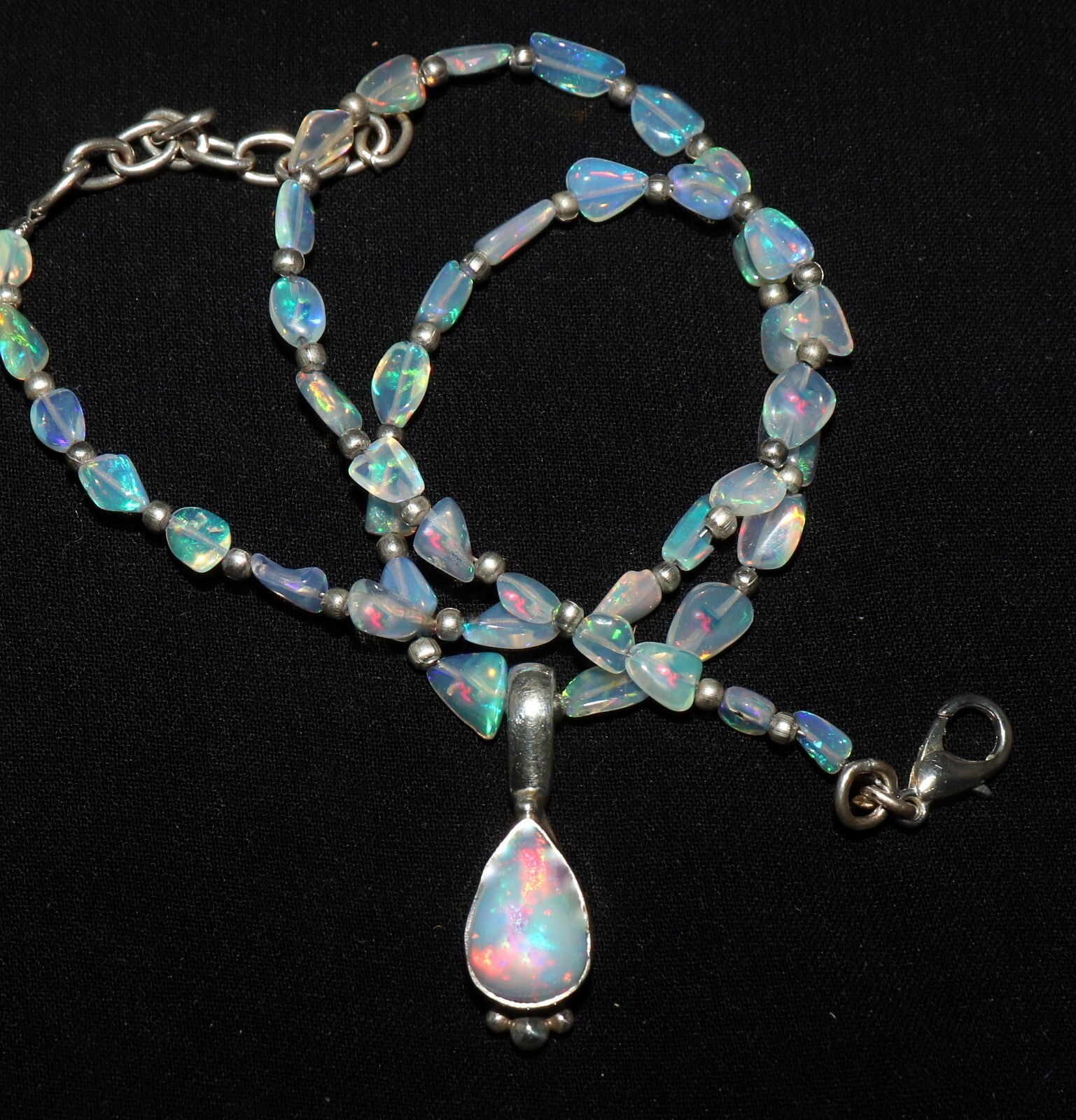 Natural fire opal necklace with sterling silver opal pendant necklace for women