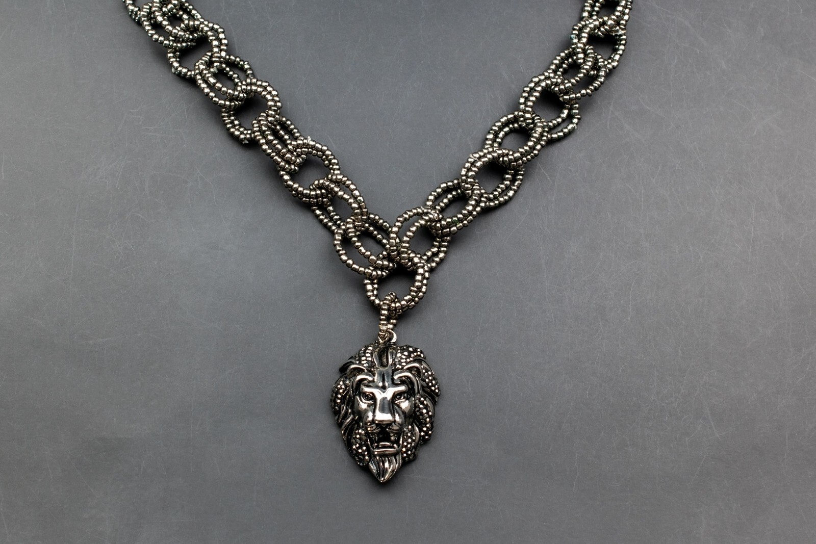 Lion head necklace large, extravagant eye catching necklace