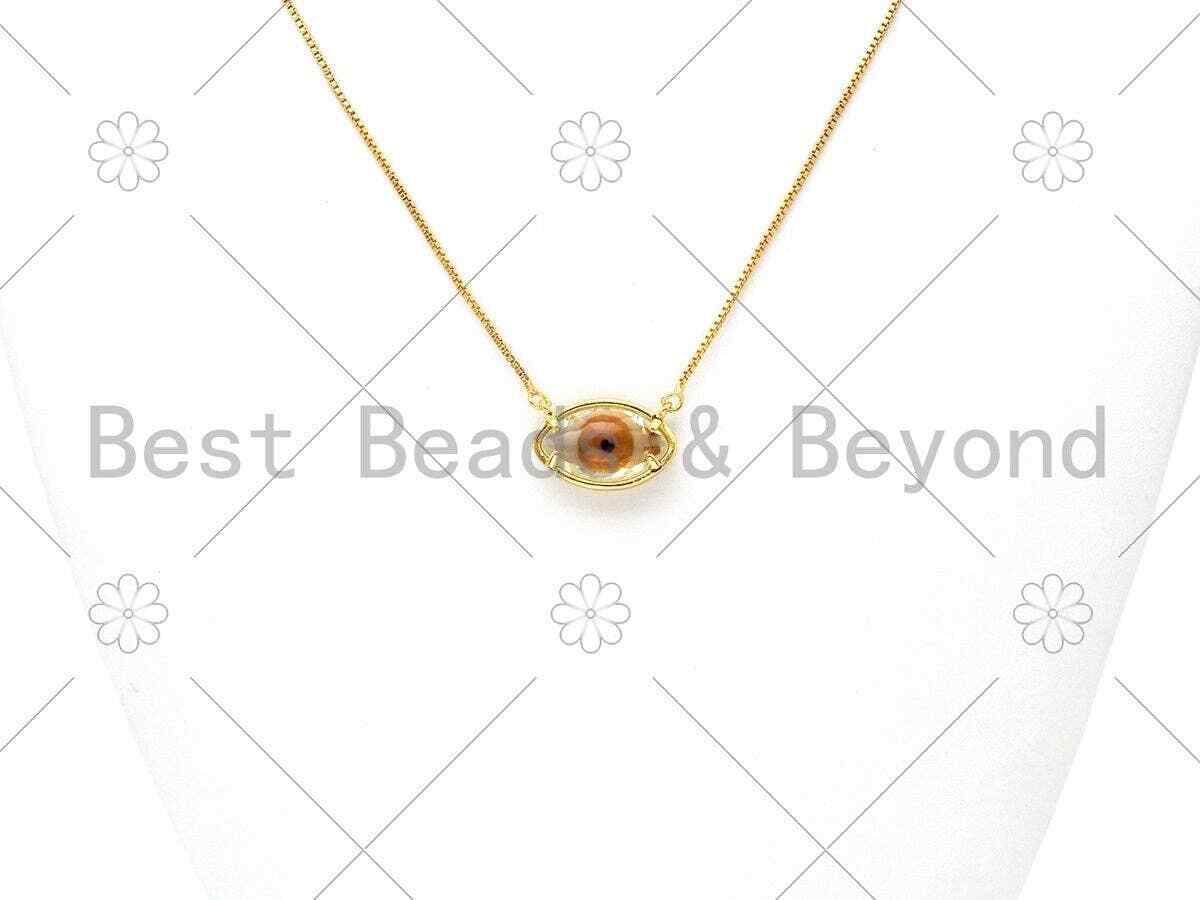Colorful Evil Eye Shape Pendant/Charm, 18K Gold Filled Glass Quartz Charm,