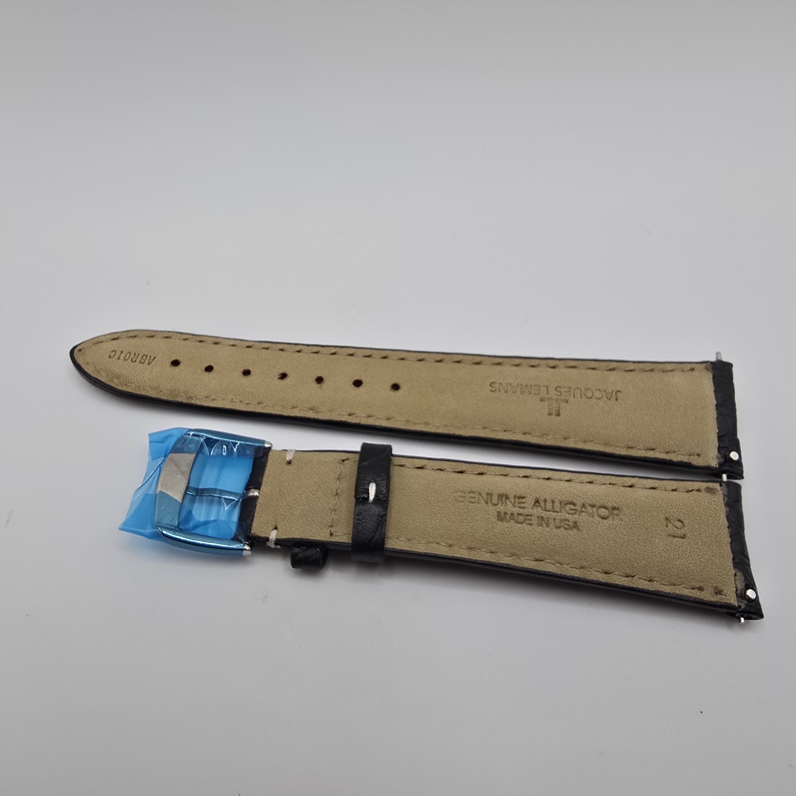 Jacques Lemans Genuine Alligator Watch Strap Band Black 21mm