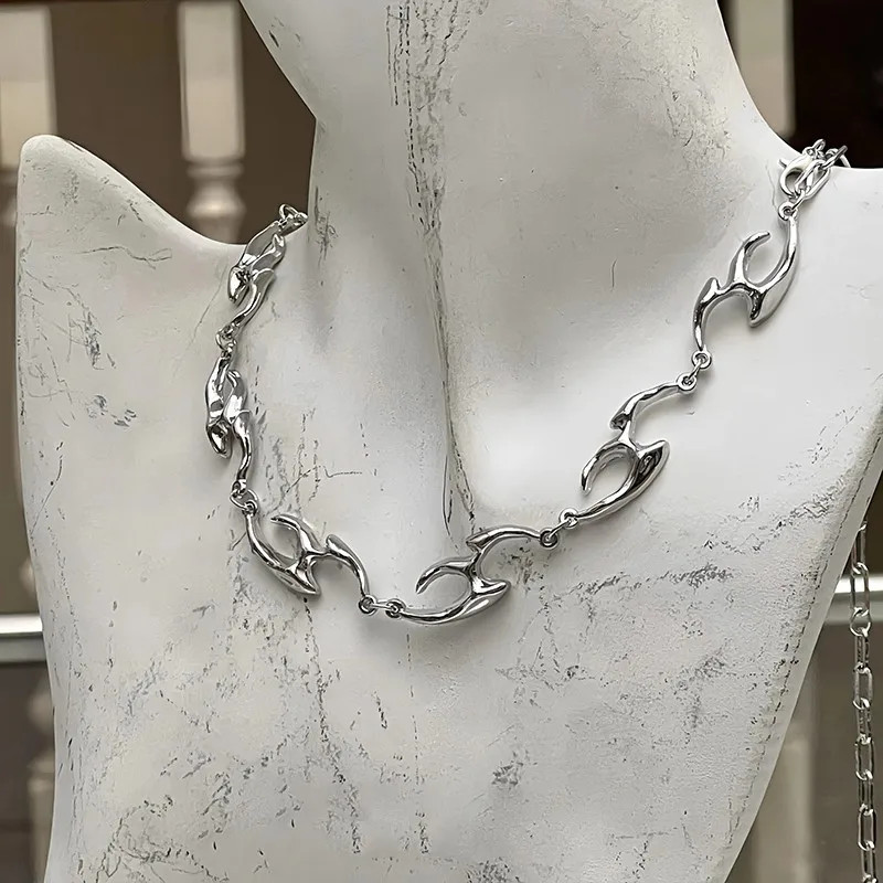 New Punk Irregular Titanium Steel Necklace for Man Hip Hop Necklace Collar Chai