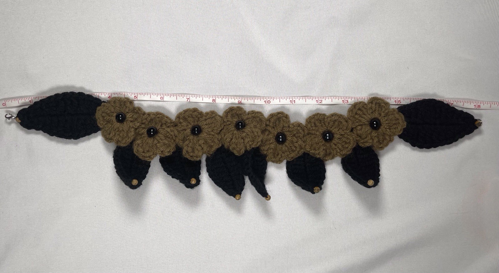 Vintage Handmade Unique Crochet Seven Flowers Choker Necklace By Odythia