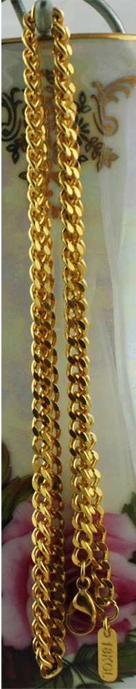 Chain Necklace Bracelet 18k gold plated Link Curb Cuban 4mm 7-36” Men’s