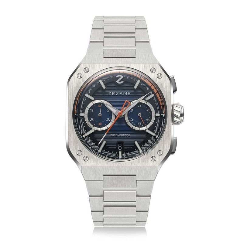 Zezame Night Cronografo Ibrido Meccanico Quarzo Acciaio Blu Data Orologio Uomo