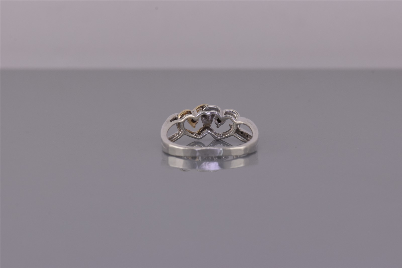 Sterling Silver & 10k Gold Diamond Accent Interlock Hearts Band Ring 925 Sz: 6
