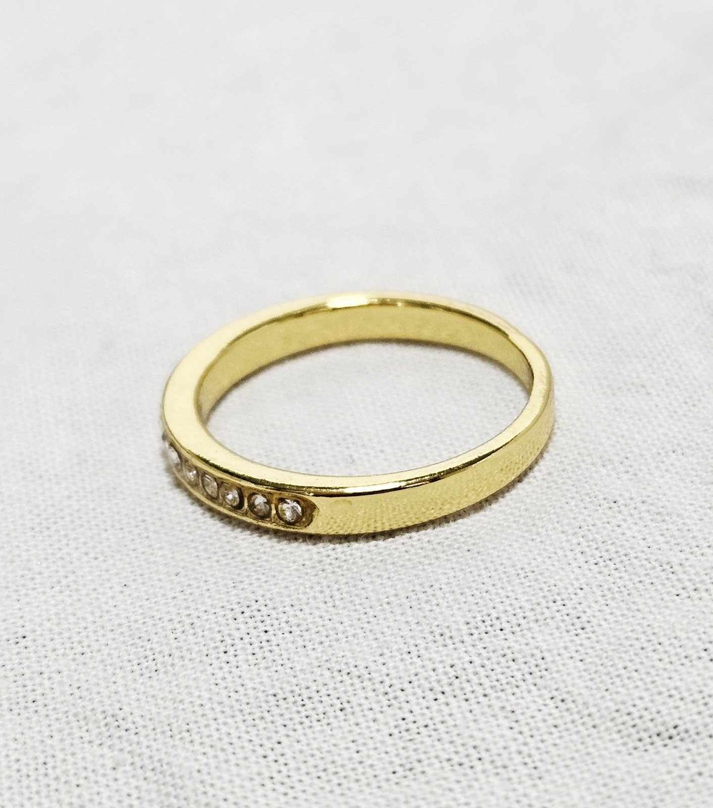Gold Tone 2 Pc Ring Set Clear Crystal Wide Band Ring Band Ring Size 10 J15-3630