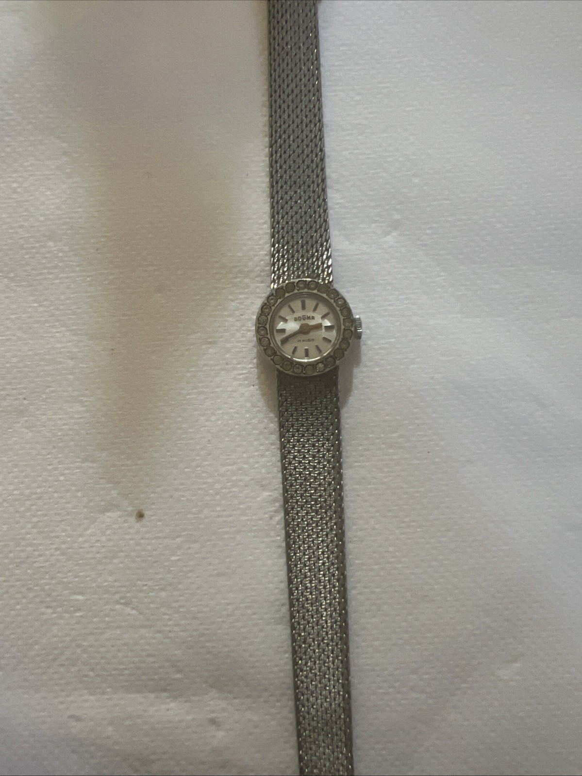 Vintage Dogma Swiss Made 17 Rubies Watch Working Ladies Fond Acier Inoxydable