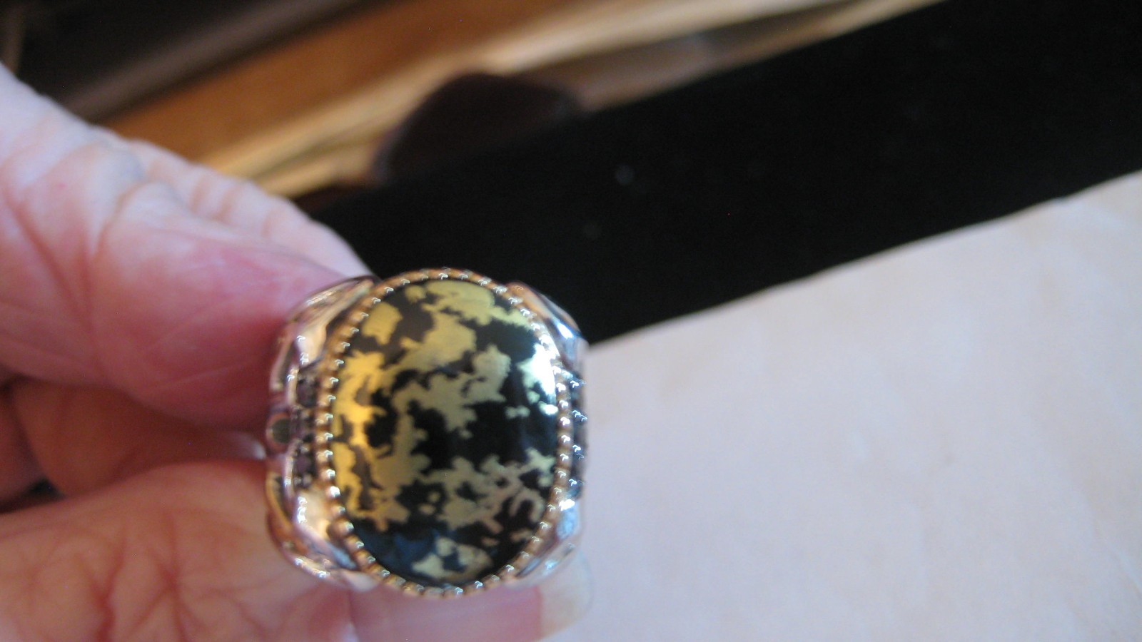 BEAUTIFUL GEMS EN VOGUE/MICHAEL VALITUTTI STERLING SILVER STONE RING, SZ 7