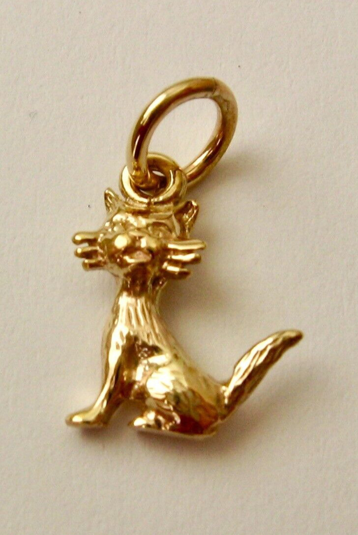 GENUINE SOLID 9K 9ct YELLOW Gold 3D CAT ANIMAL CHARM/PENDANT