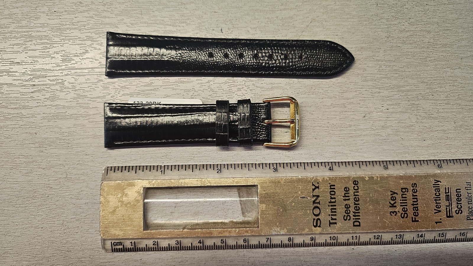 Banda 133 Teju Lizzard Pattern Black Leather Watch Band 16mm to 22mm