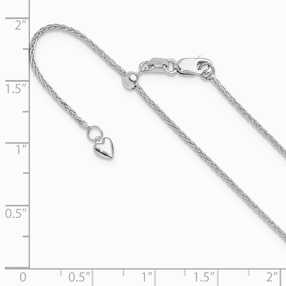 14K White Gold Adjustable 1.4mm Wheat Chain Necklace 22″-30″