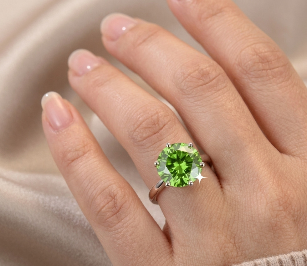 10.00 CT Certified Leaf Green Diamond Ring , Tariffs FREE & Matching Studs .