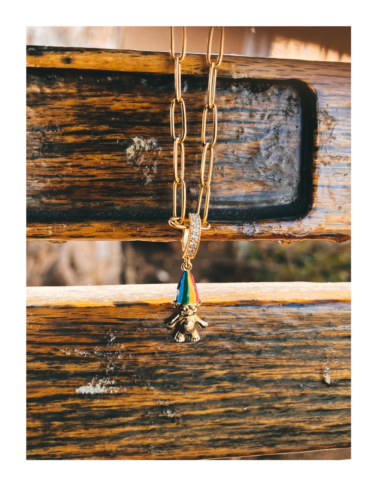 Trolls Pendant Necklace, Gold Plated Zinc Alloy, Color-Resistant Troll Charm