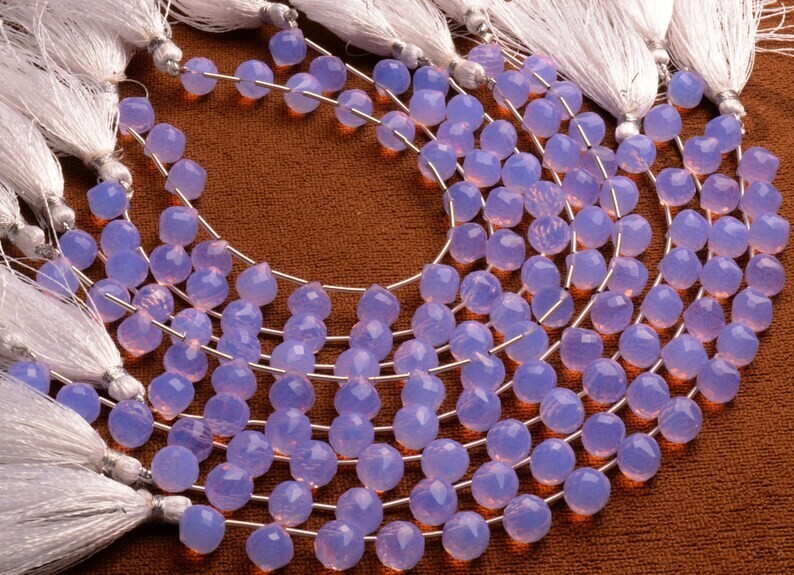 10 Pcs Lavender Chalcedony Beads Onion Faceted Briolette Jewelry Making 9x8MM