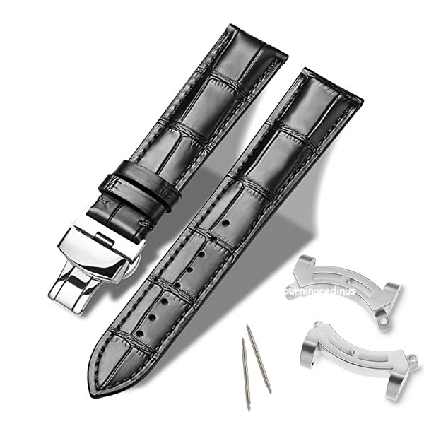 For Citizen Eco-Drive Promaster BJ8050-08 24mm Leather Watch Band+Silver Adapter