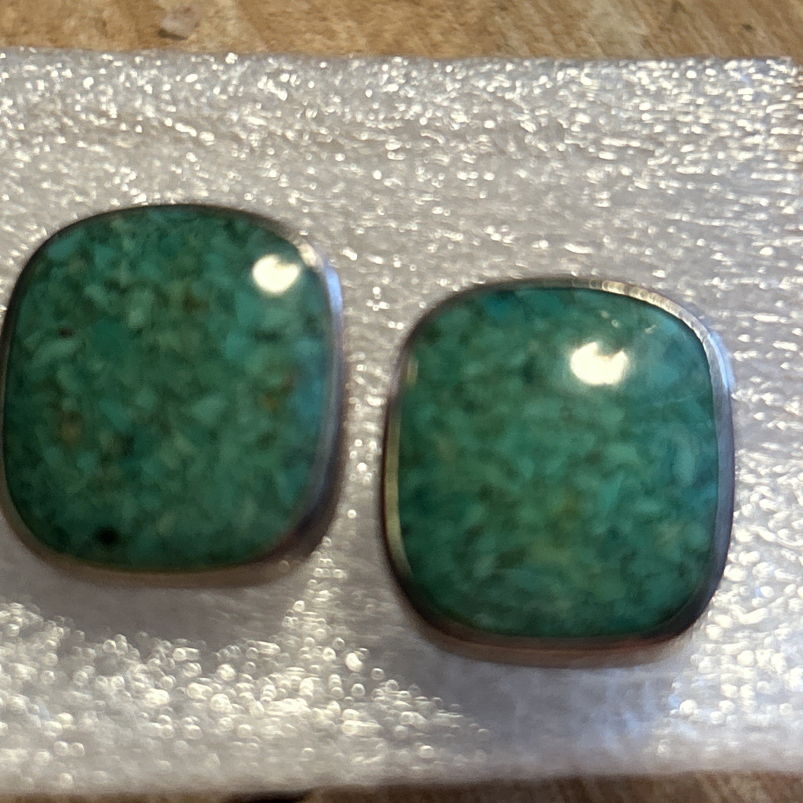 Silpada .925 Sterling Silver Turquoise Square Button Post Earrings P1317
