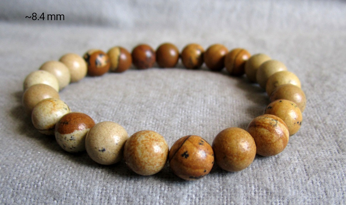 Landscape Jasper Bracelet • Approx Ø 6 and 8mm / Approx 15-23cm • Elastic