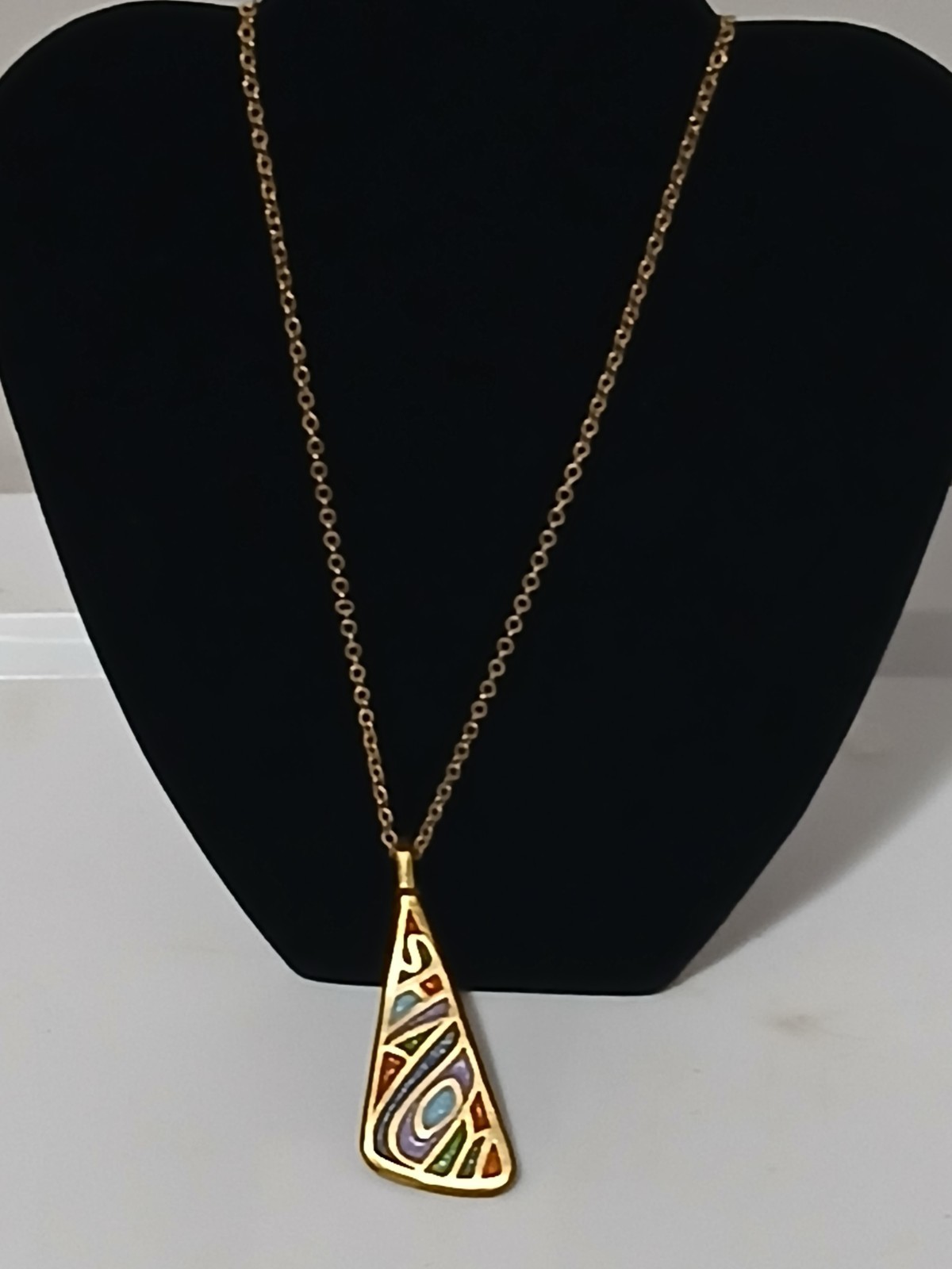 Vintage 1969 Terra Sancta Guild Israel Brass Enameled Shalom Pendant Necklace