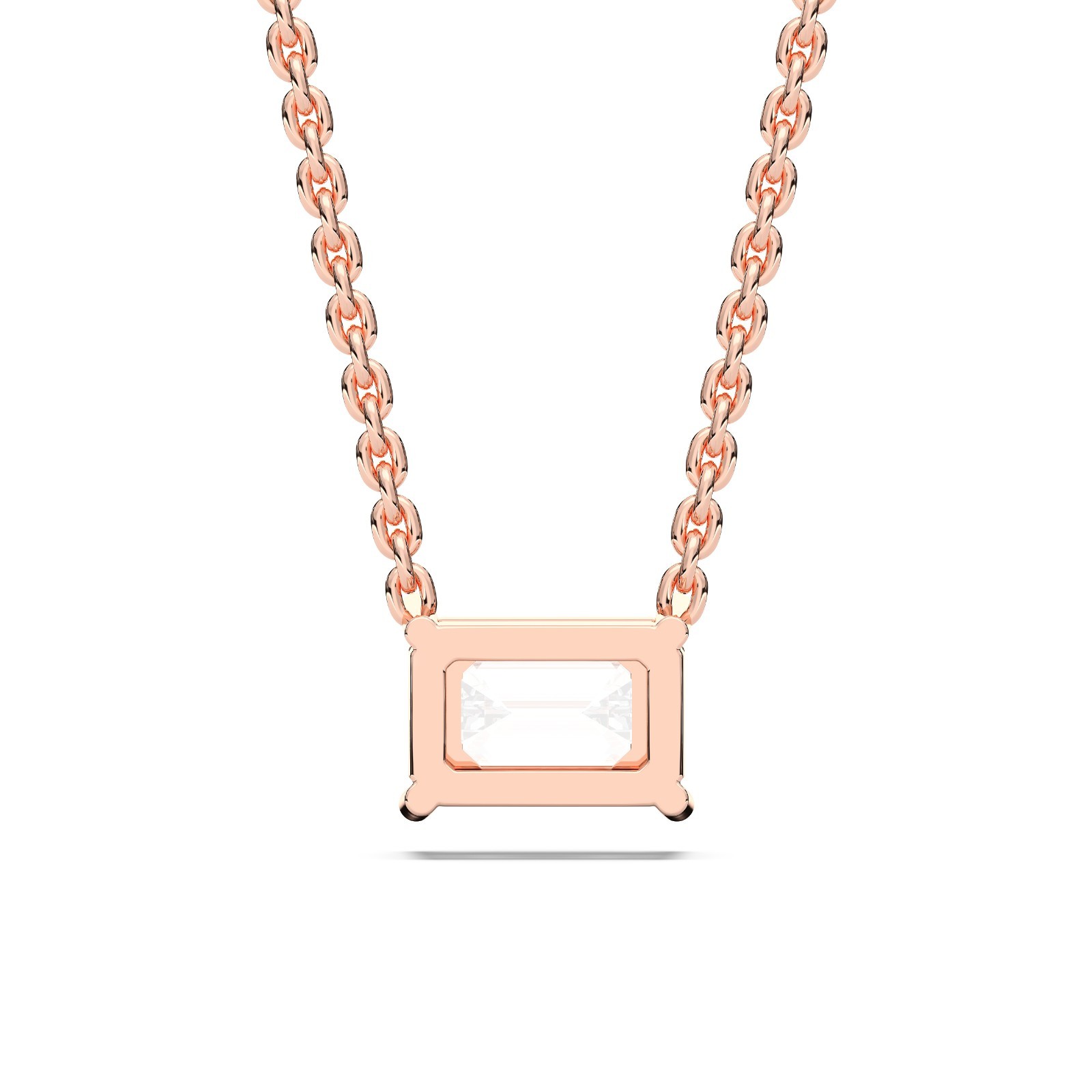 0.50Ct Emerald Cut Moissanite Pendant Necklace in 925 Silver & 10K, 14K Gold