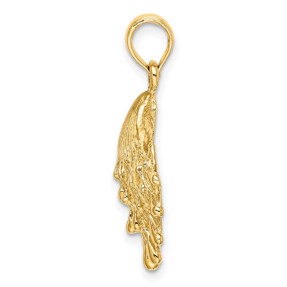 10k Yellow Gold Lions Paw Shell Charm Pendant for Women L-19.2mm W-18.4mm