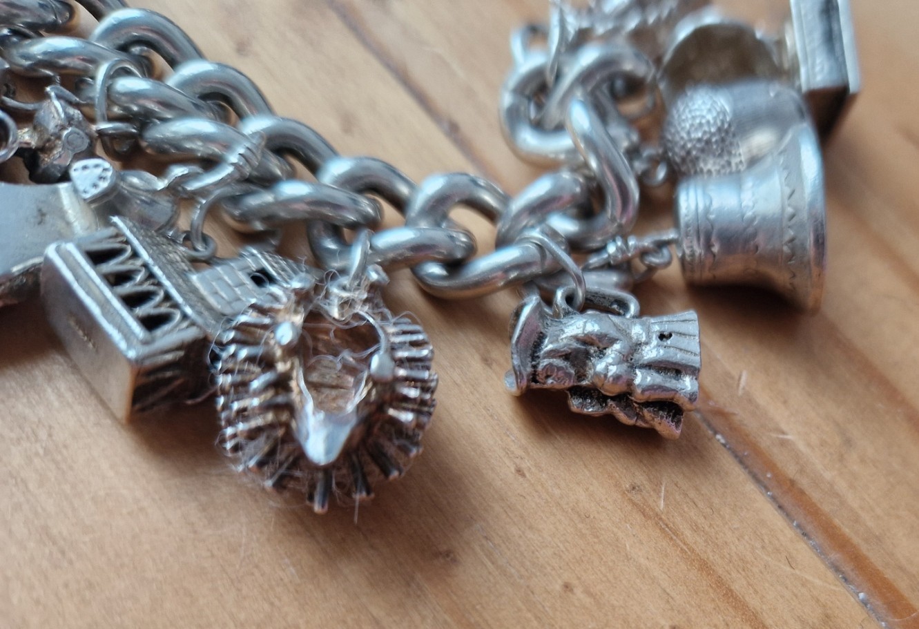 Vintage Very Heavy Silver Charm Bracelet 153g