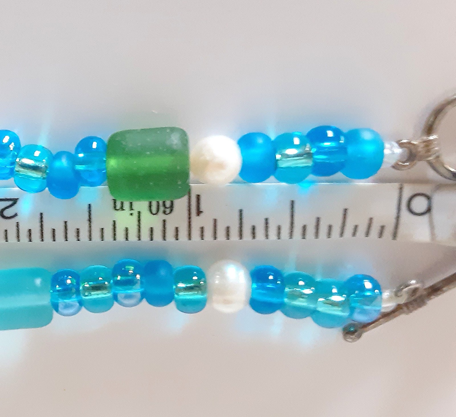 Handmade Sister Friends Sea Glass Nautical Charm Beaded Ankle Bracelet Set