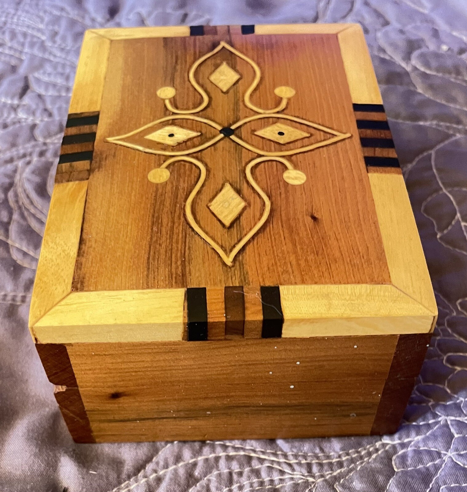 Wood Jewlery box Moroccan Handcrafted Detailed Inlayed Design 5×3.5 Inches