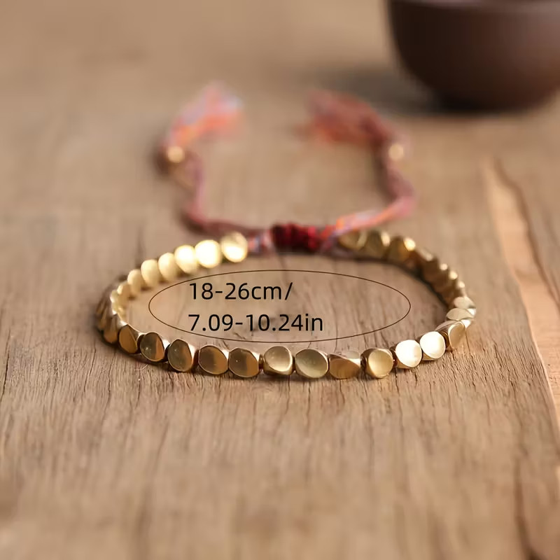 Tibetan Copper Bead Bracelet for Good Luck and Wealth Healing Jewelry Men Women