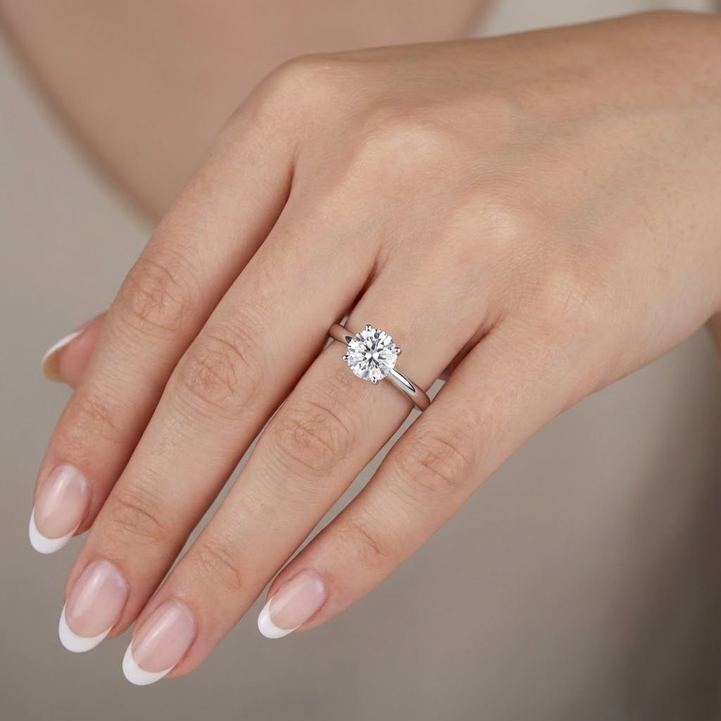 Solitaire Engagement Ring Classic 14K Gold 1.44 CT Round Lab-Grown Diamond E SI1