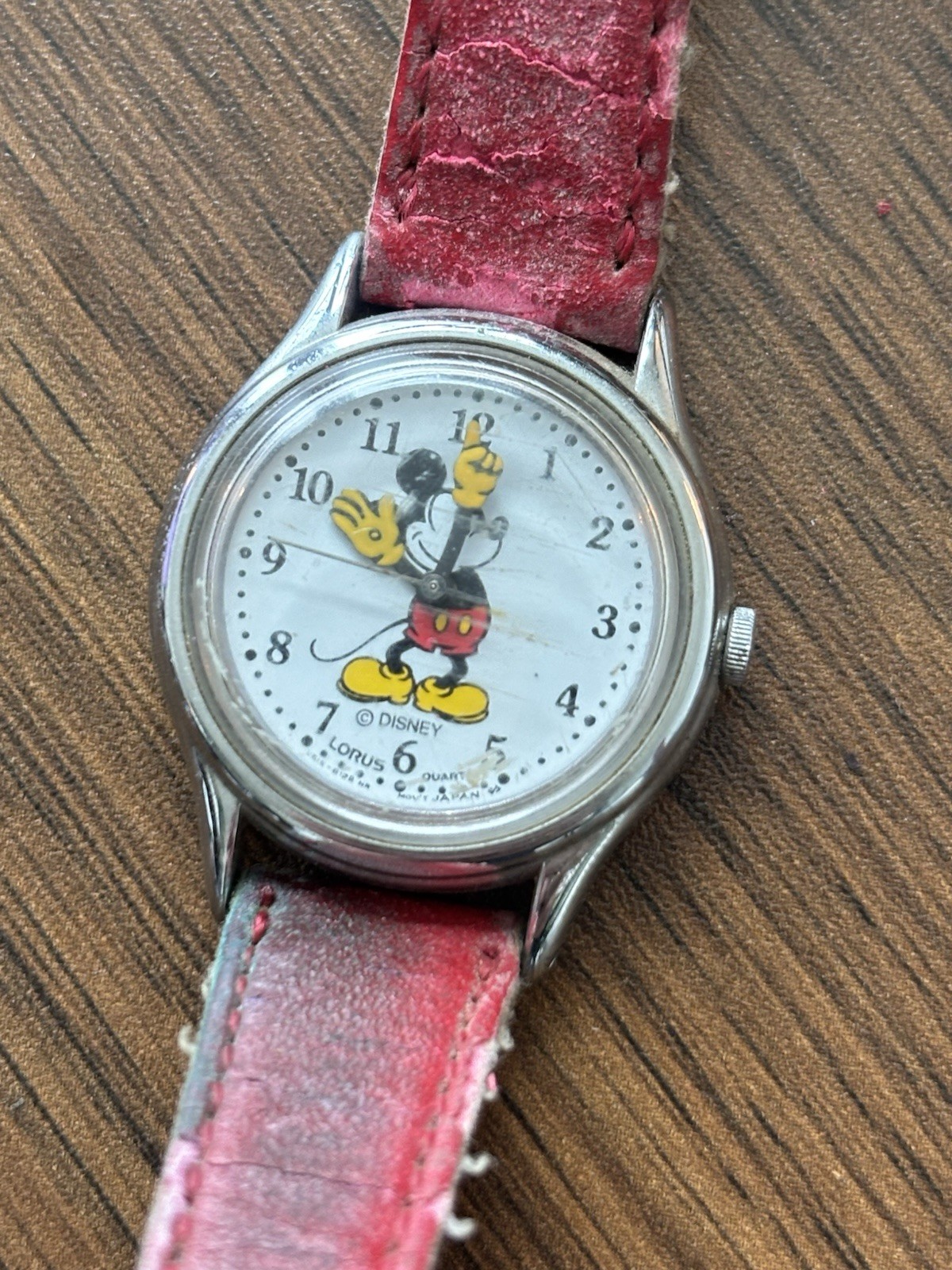 DISNEY Vintage Mickey Mouse Watch Lot (3) Ingersoll Mechanical Lorus Quartz Red