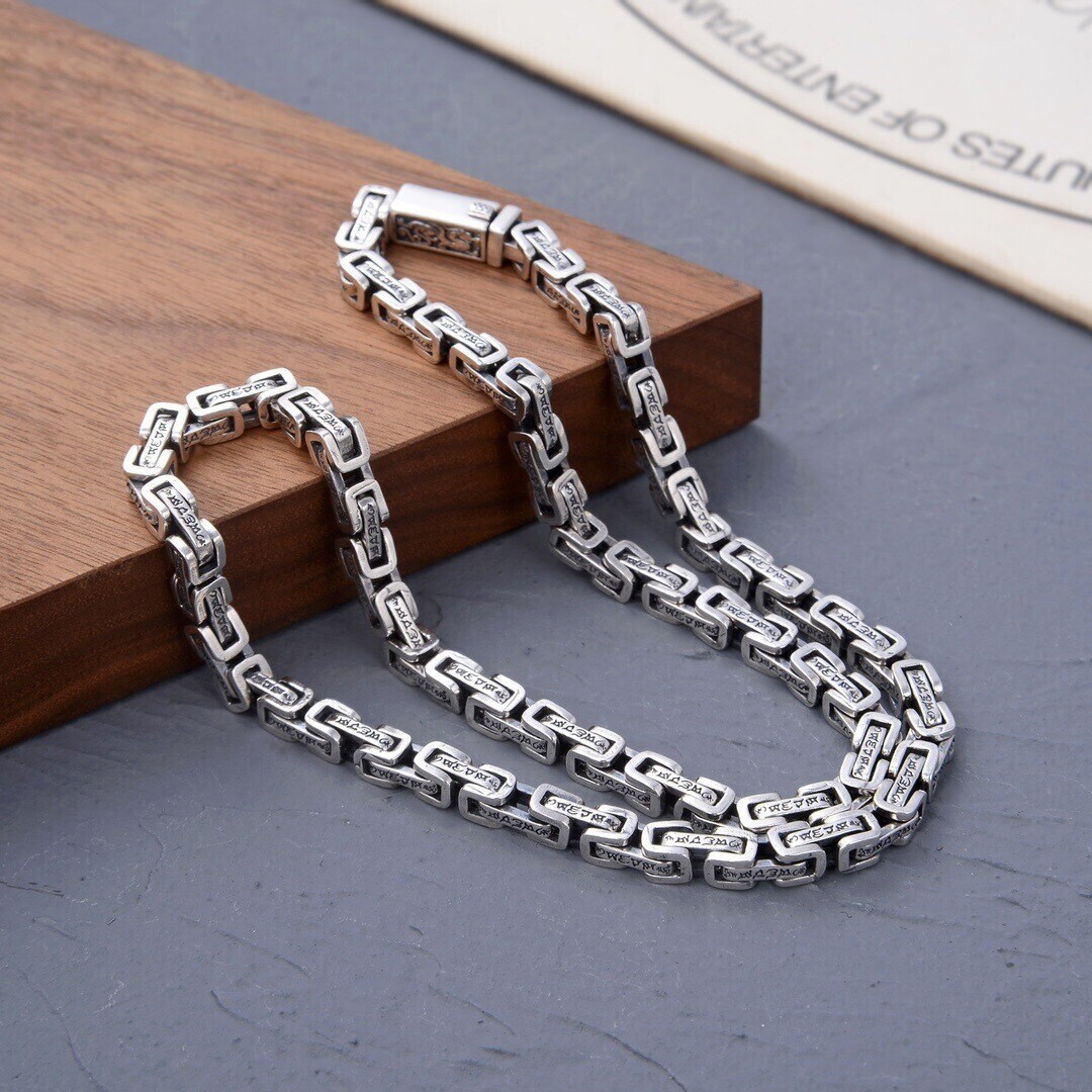 Real 925 Sterling Silver Chain Women Men 5mm Byzantine Link Necklace Bracelet