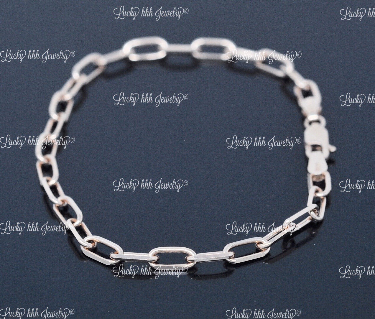 14K Rose Gold Elongated Paperclip Bracelet 7 inches 4.40 grams