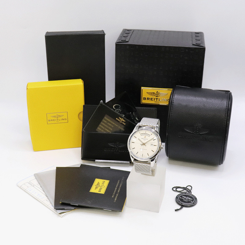 BREITLING Transocean A45310 Day date Silver Dial Automatic Men’s Watch Fashion