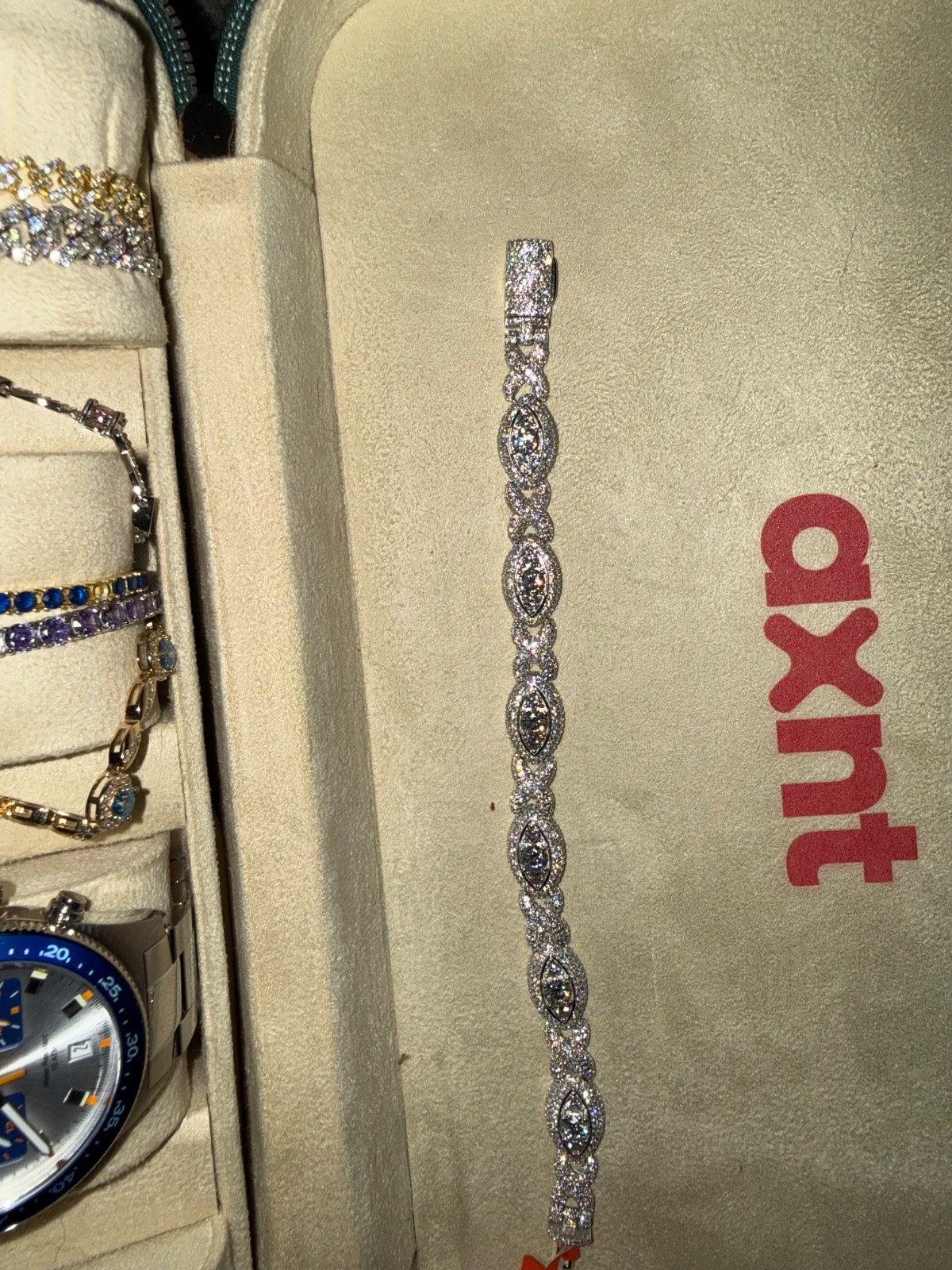 marquise halo tennis bracelet 7” with moissanite 925 Sterling silver stamped