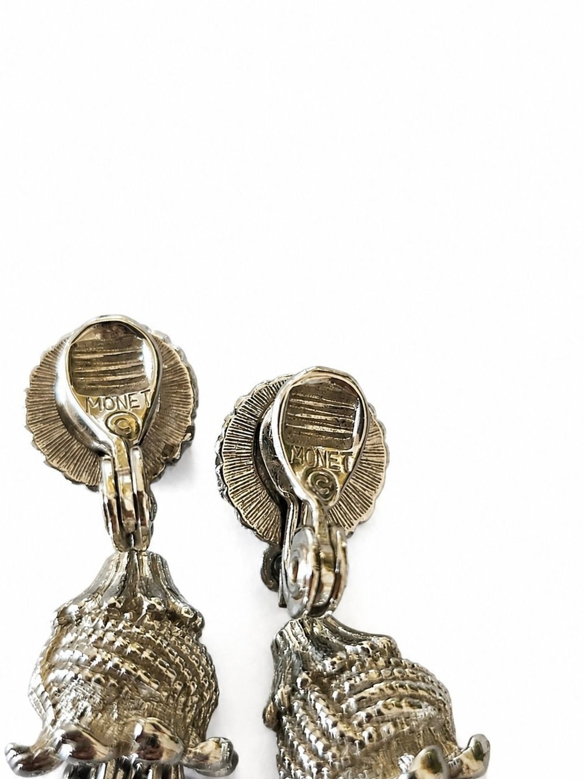 Vintage Monet Silver Tone 3 Piece Jewelry Set Necklace Clip On Earrings Bracelet