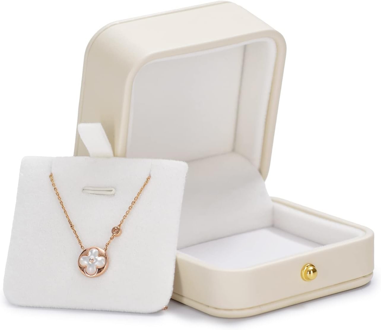 Leather Necklace Gift Box with Removable Pad, Velvet Interior Travel Storage
