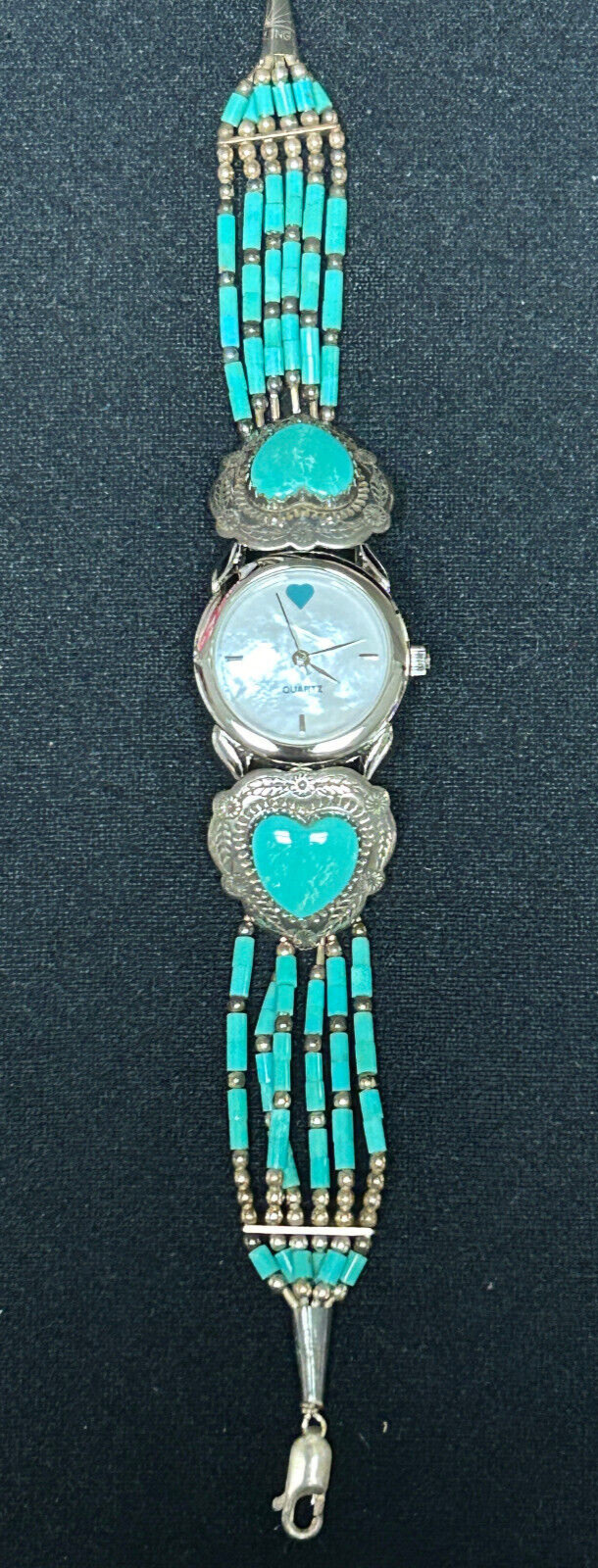 Sterling Silver Turquoise Southwest Style Watch with Canyon de Chelly, 6.5″-7.5″