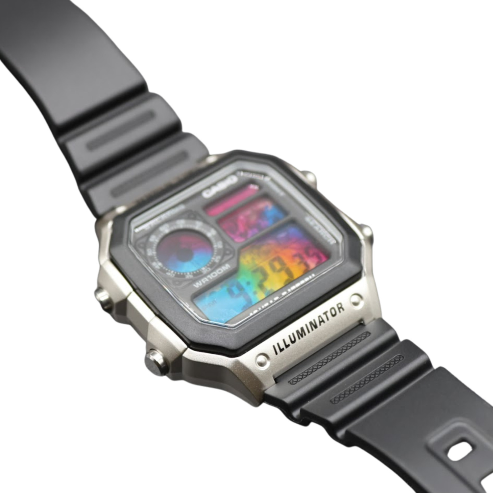 CASIO AE-1200WHD Royale World Time Watch Mod Rainbow Splash Display