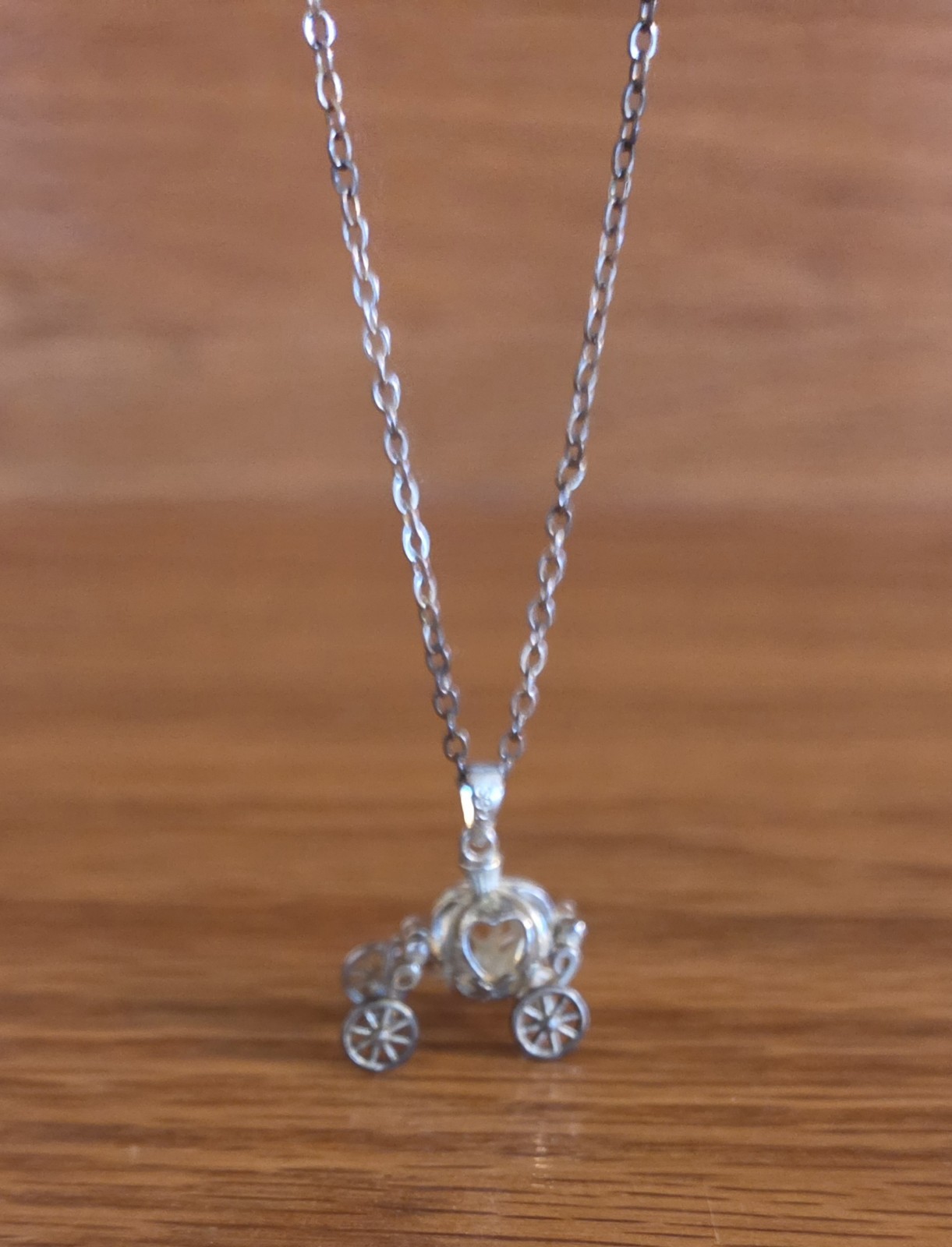 Girls Sterling Silver 925 Cinderella Pumpkin Carriage Necklace Silver &Gold Tone