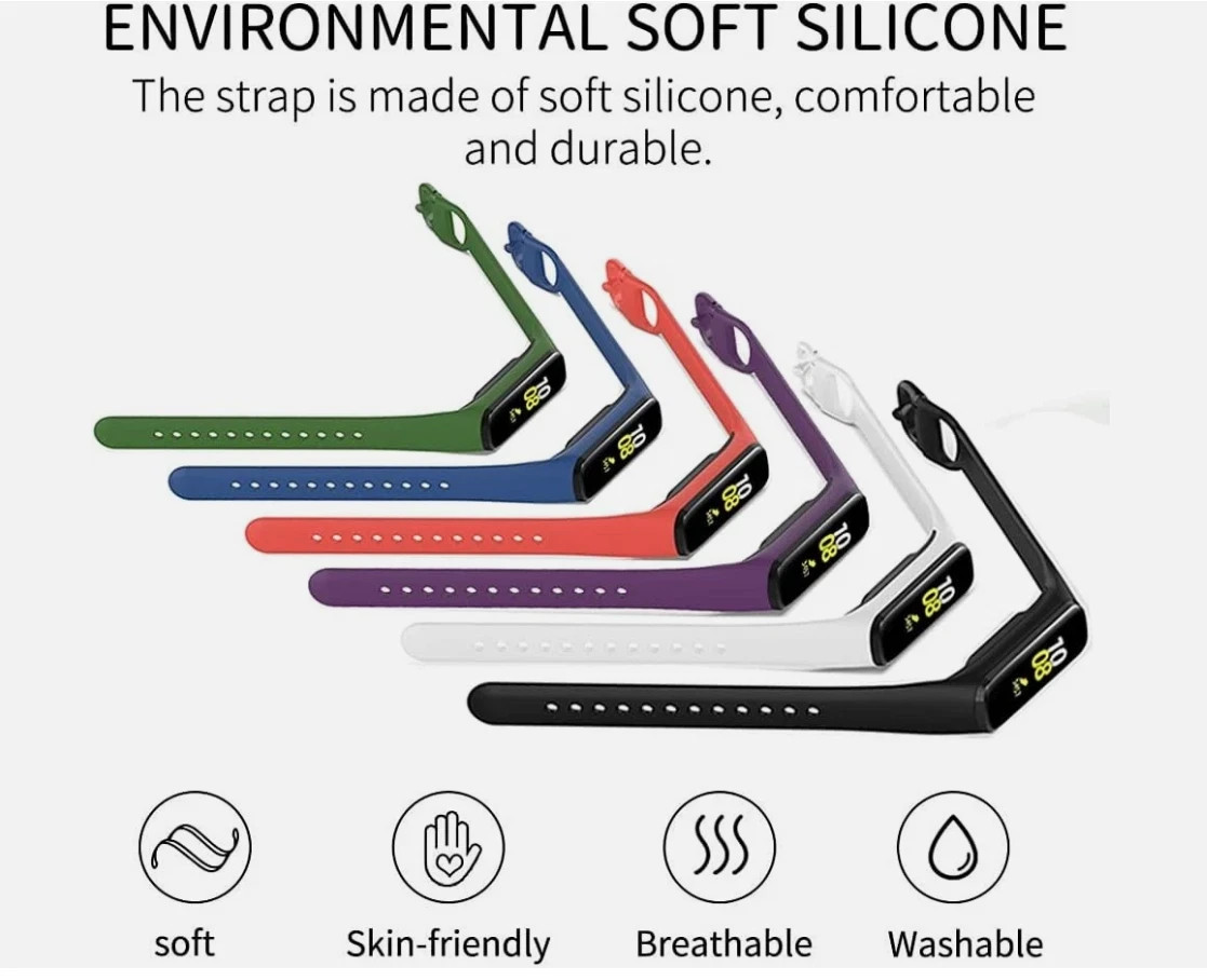 6 Pack Replacement Bands Compatible with Samsung Galaxy Fit 2 SM-R220 for