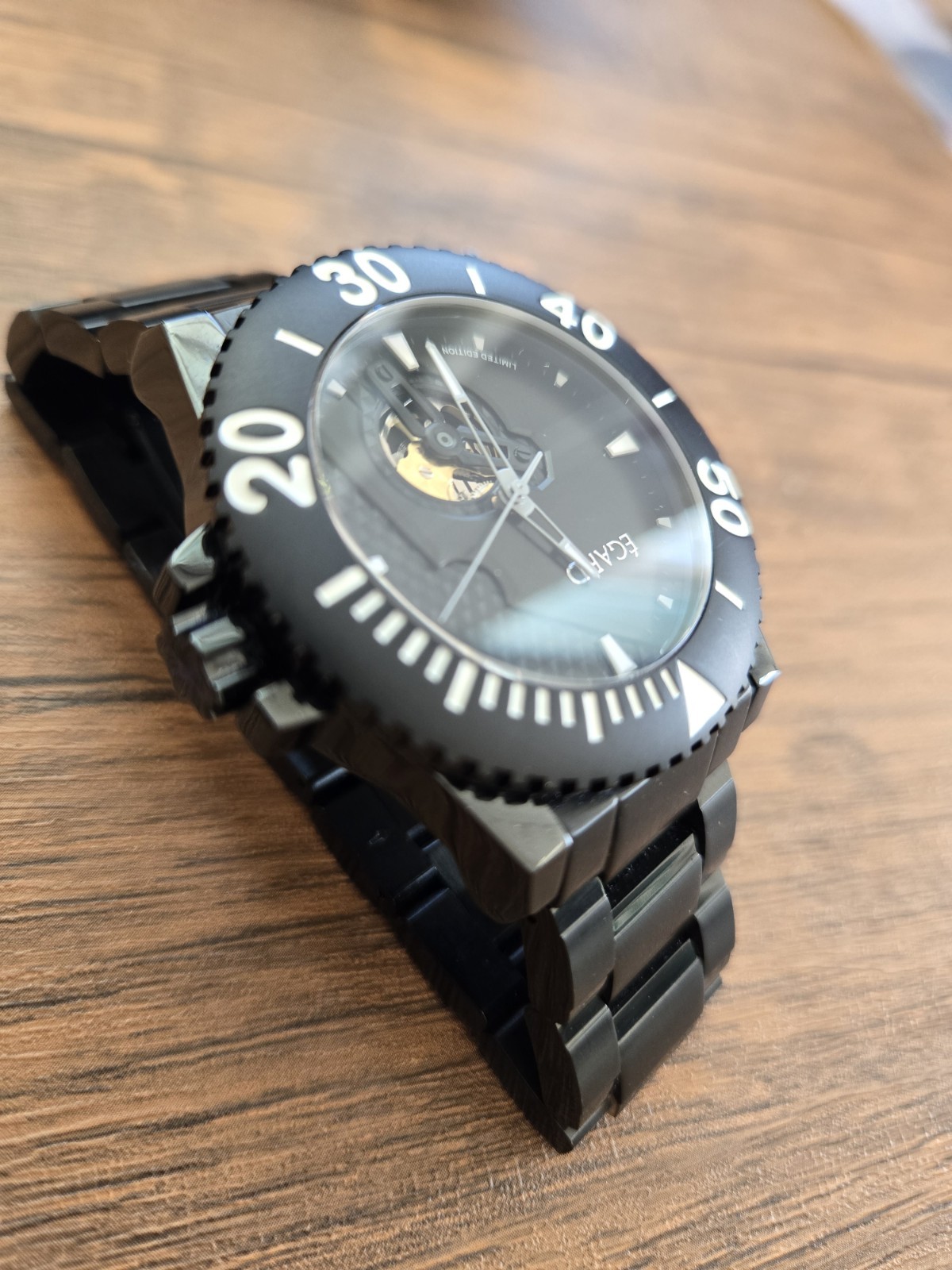 Egard Navita Black Limited Edition Diver Miyota Automatic 45 mm w Bracelet /125