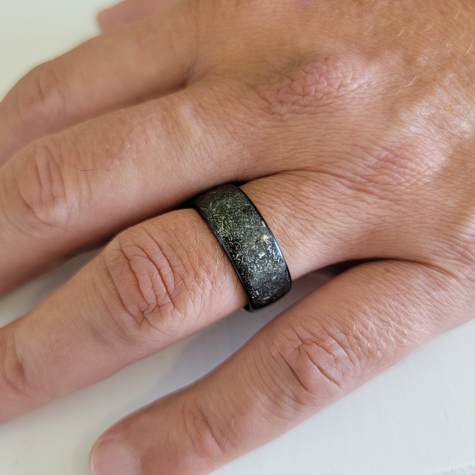 Carbon Fiber Ring with Gibeon Meteorite inlay – Made in USA – Sizes 4-16