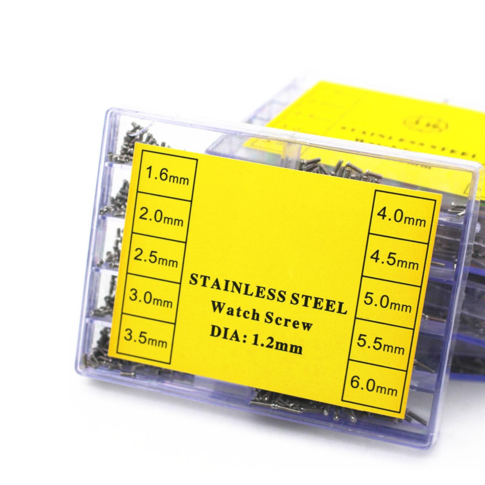 0.16cm-0.6cm 500-600Pcs Stainless Steel Cross Watch Back Cover Screw Assorted